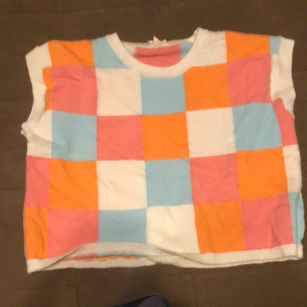 BiBi Pink and Orange Cropped Sweater